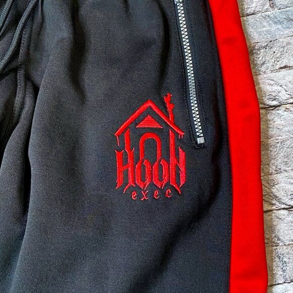 Hood Exec Luxury Streetwear Red & Black Joggers Size Small - Picture 3 of 6